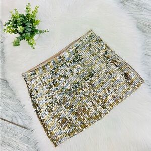 Vintage Abercrombie & Fitch Gold Silver Sequins mini skirt Deadstock Size 2